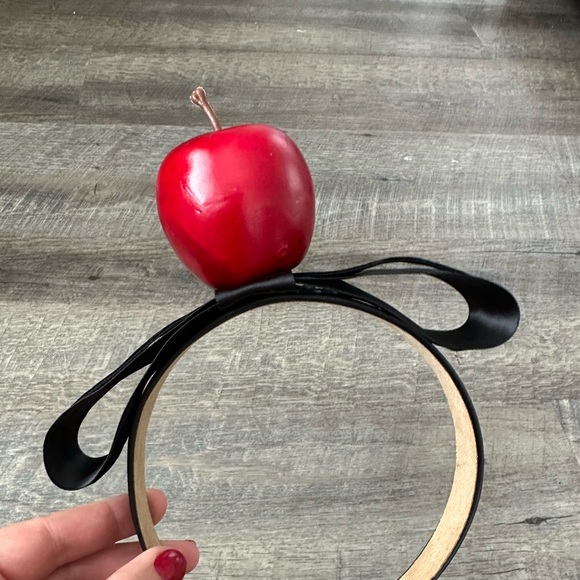 Handmade Designer Fascinator Headband Black Bow Red Apple main image 6
